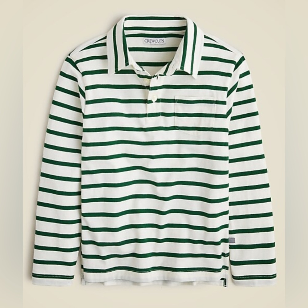 J.Crew Kids' long-sleeve polo shirt in striped broken-in-jersey